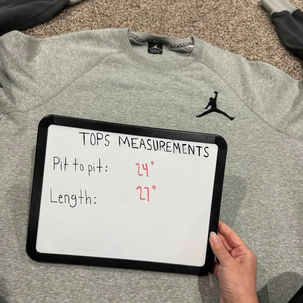 VTG Men's Grey Black Nike Jordan Jumpman Varsity Fleece Crewneck Sweatshirt Sz L
